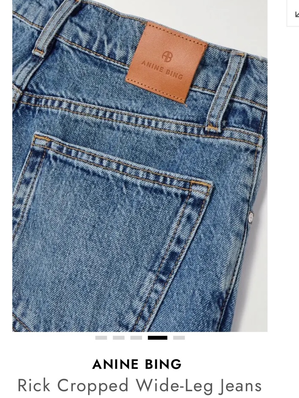 Anine Bing Rick Cropped Wide Leg jeans, size 28